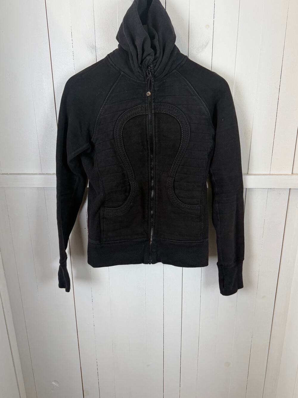 Lululemon Women's Black Full Zip Hoodie Size 6 Cotton